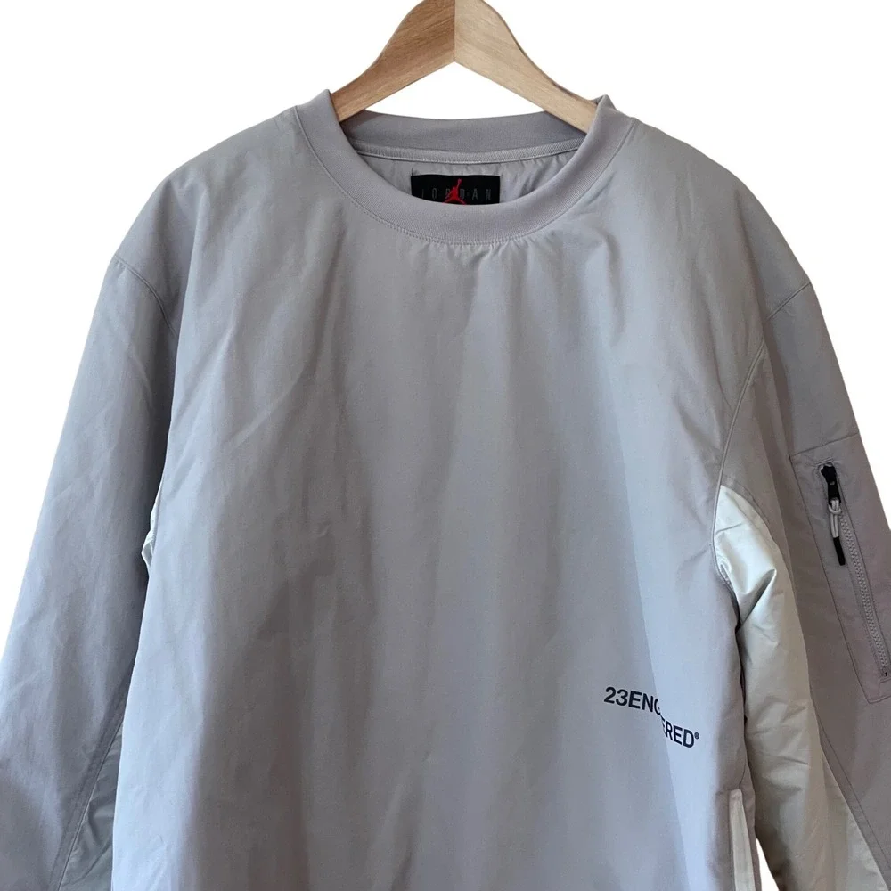 Jordan 23 Engineered Pullover Jacket‎ Gray Nylon Side Zip Pocket Mens